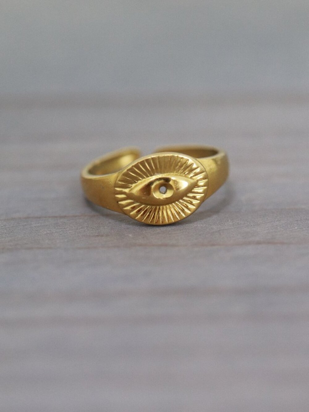 Evil Eye Cuff Ring 18k Gold Plated Stainless Steel